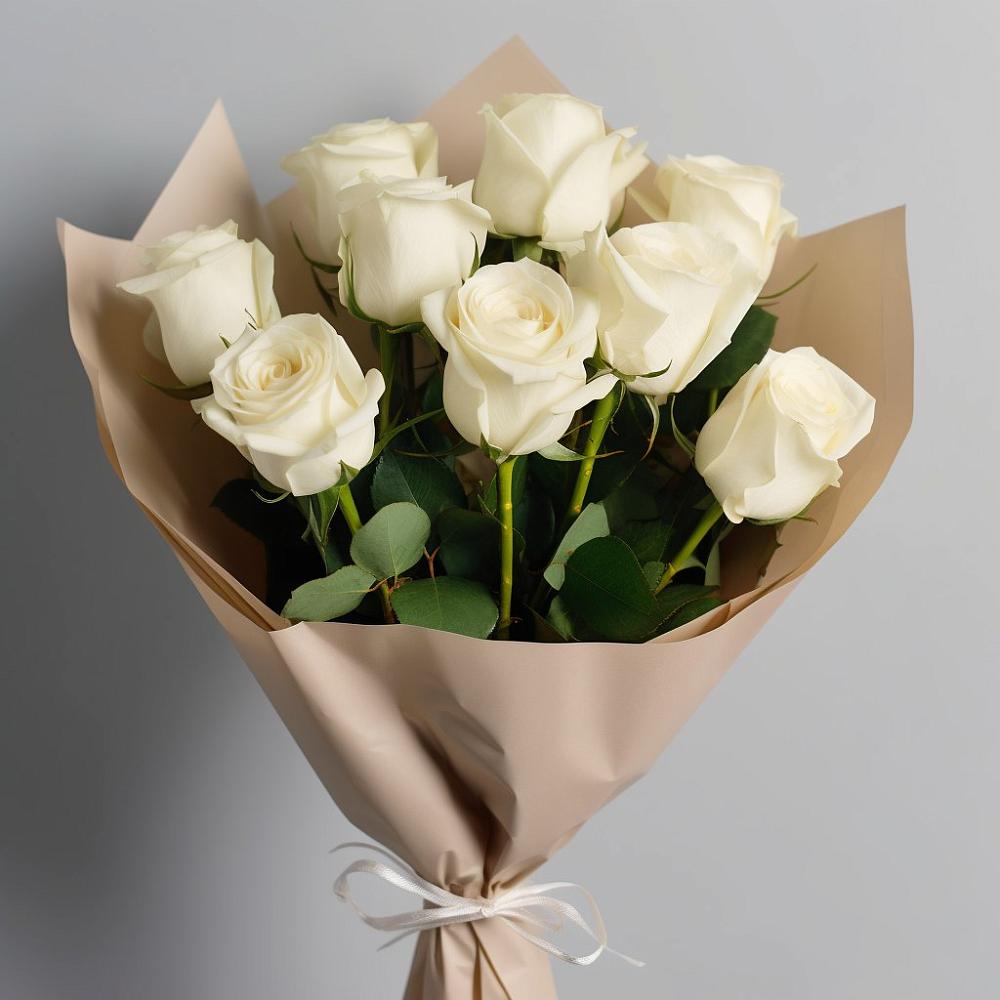 Букет 9 Белых роз Эдлесс Лав в Южном Краснодарского края