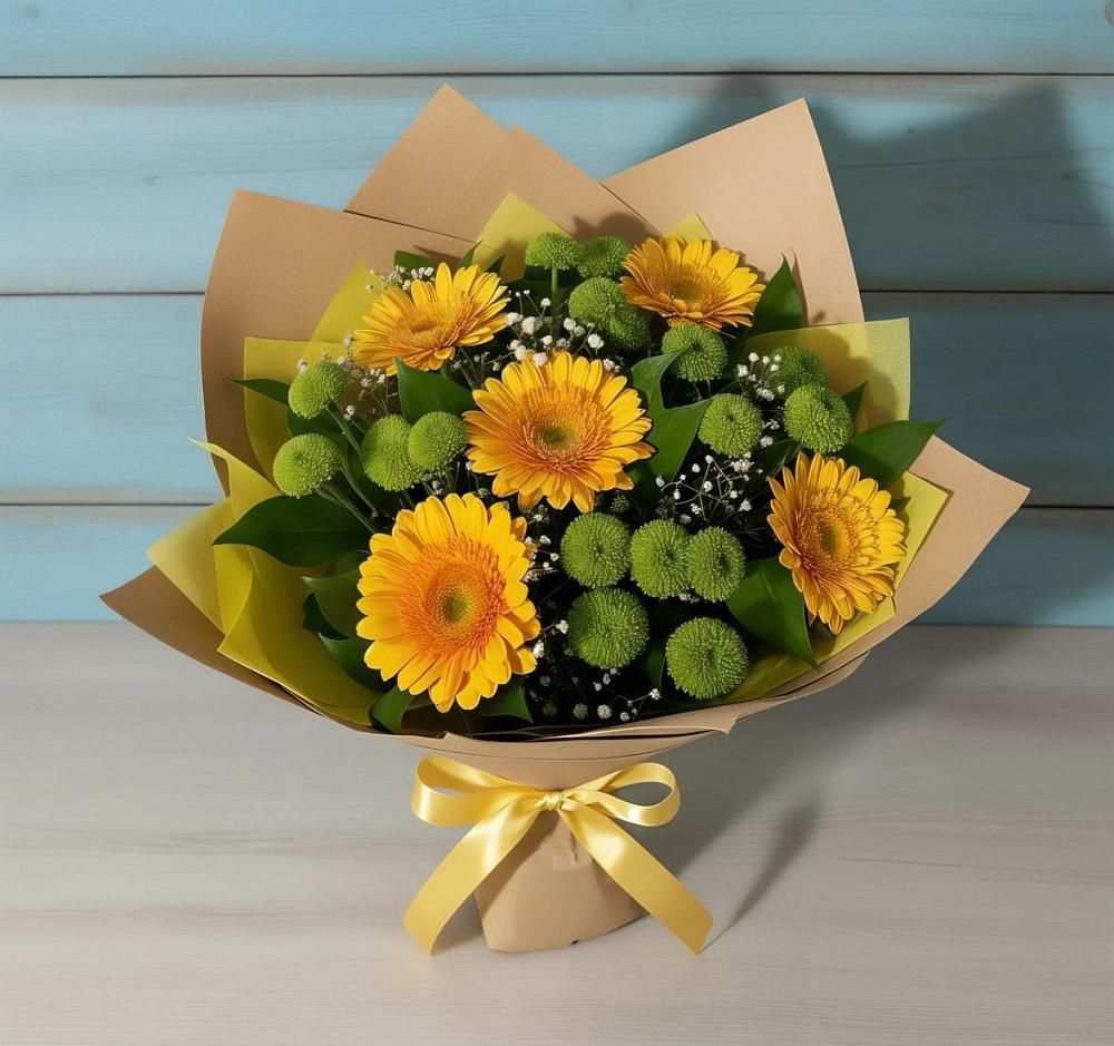 Букет цветов из: Герберы и Хризантемы в Южном Краснодарского края