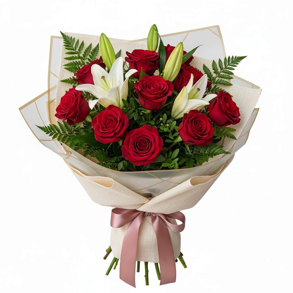 Букет цветов из: Лилии и Розы в Южном Краснодарского края