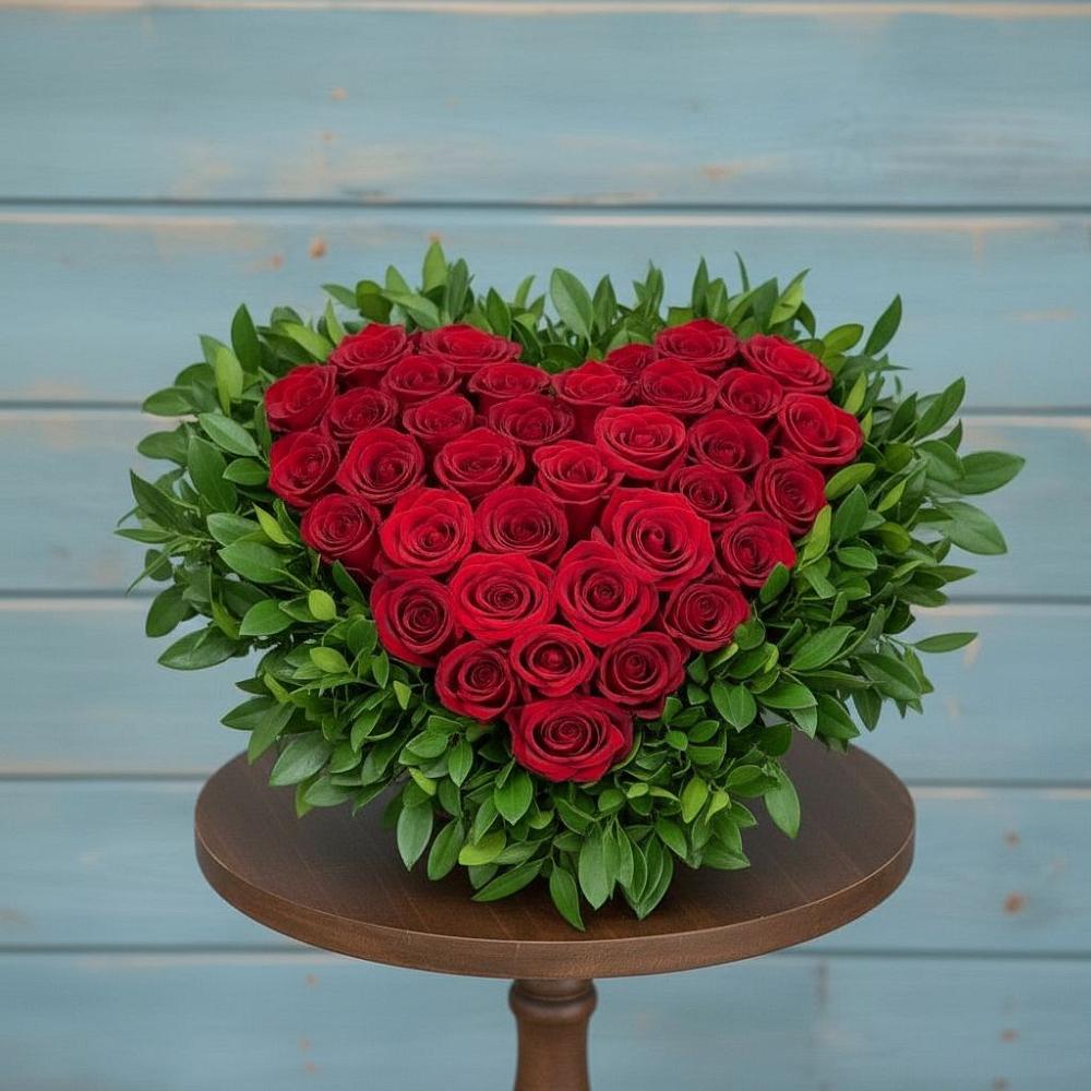 Цветочная композиция из Розы в виде сердца в Южном Краснодарского края