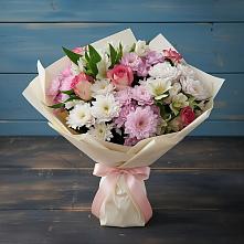 Букет цветов из:  Хризантемы, Альстромерии и Розы в Южном Краснодарского края