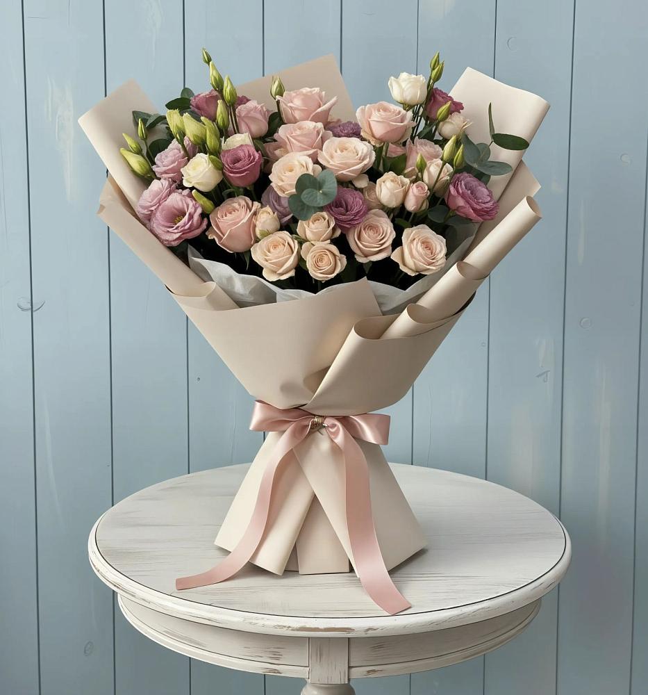 Букет цветов из: Розы и Лизиантусы в Южном Краснодарского края